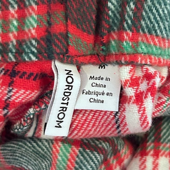 New NORDSTROM ~ Green Botanical Grady Plaid Flannel Pajama Pants Size M - Picture 3 of 5